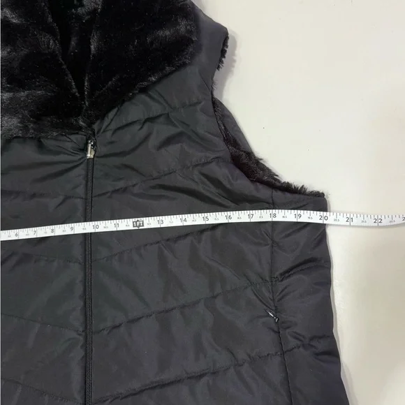 Women's reversible vest puffer and faux fur black size L - Picture 9 of 10